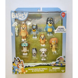 Bluey Heeler Family & Mates Pack 8 Figures Honey Indy Chloe Socks Bingo Mum Dad